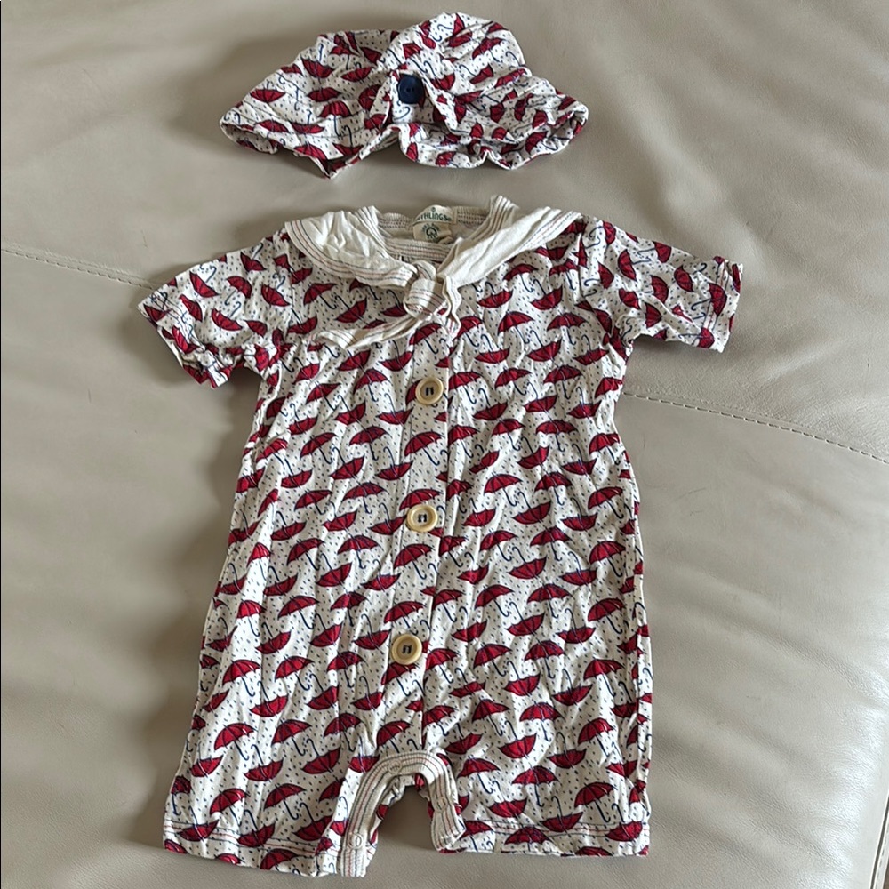 Baby Romper with Hat - Umbrella Pattern